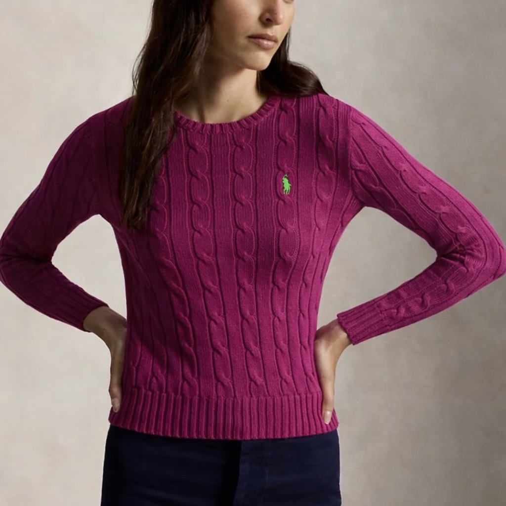 Ralph Lauren Sport Fuchsia/Purple Cable Knit Sweater